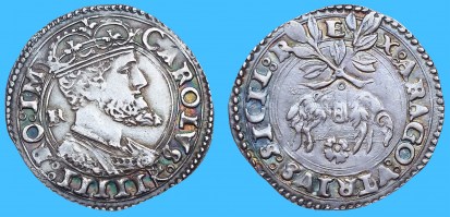 Carlino con Toson d'Oro Napoli Carlo V d’Asburgo 1519-1554